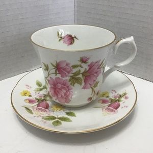 Springfield China Limited Pink Rose English Bone China Teacup and Saucer Vintage